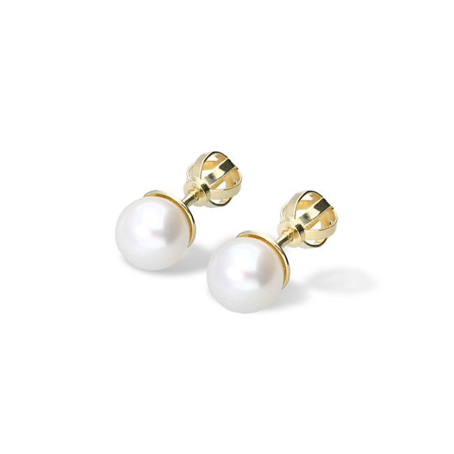 Zlaté perlové náušnice - perla 8-8.5mm