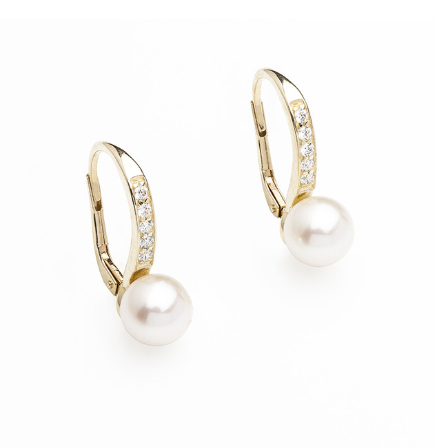 Zlaté perlové náušnice - perla 7 mm