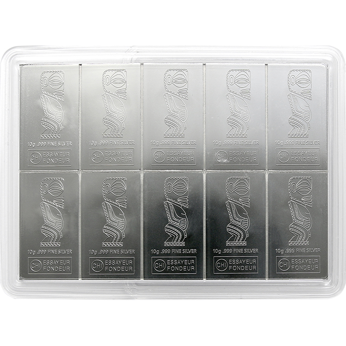 10 x 10g Combi Bar Valcambi SA Švajčiarsko Investičná strieborná tehlička